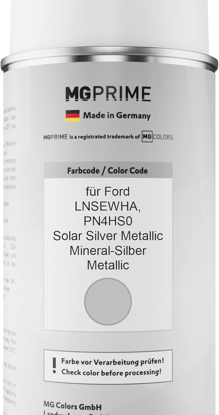 MG PRIME Autolack Sprühdosen Set für Ford LNSEWHA / PN4HS0 Solar Silver Metallic/Mineral-Silber Meta