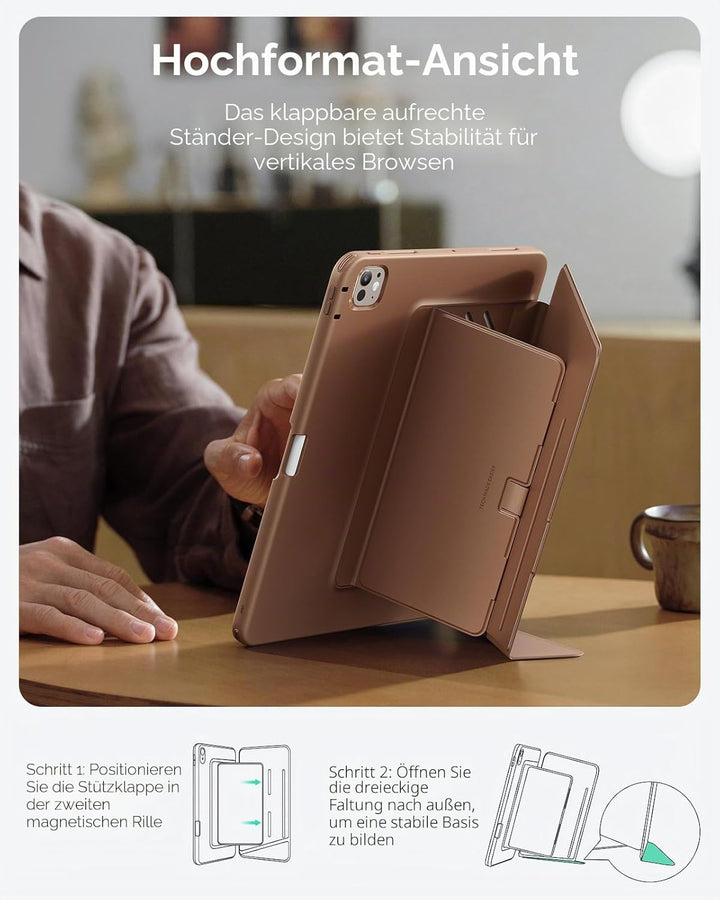 ESR für iPad Pro 13 Zoll Hülle (M5/M4) 2025/2024, Vertikaler Ständer, Multi-Winkel, Ultra-stabile Hü