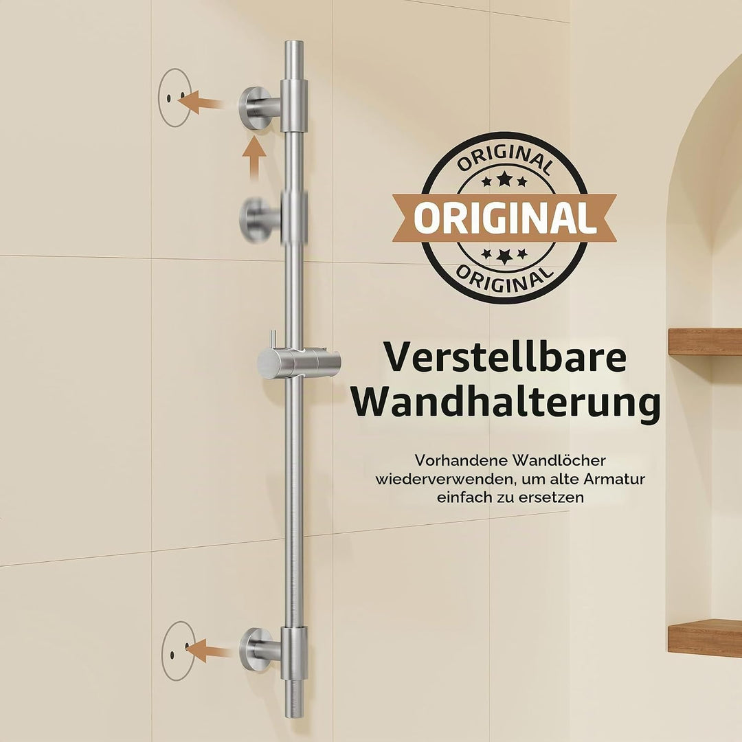 KES Duschstange Brausestange Edelstahl SUS 304 Wandstange Dusche Duschkopfhalterung Duschhalterung S