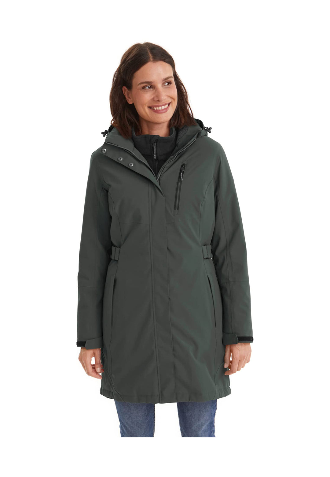 Killtec Damen Kow 165 Wmn Prk Funktionsparka/Parka mit abzippbarer Kapuze 40 dunkel blaugrün, 40 dun