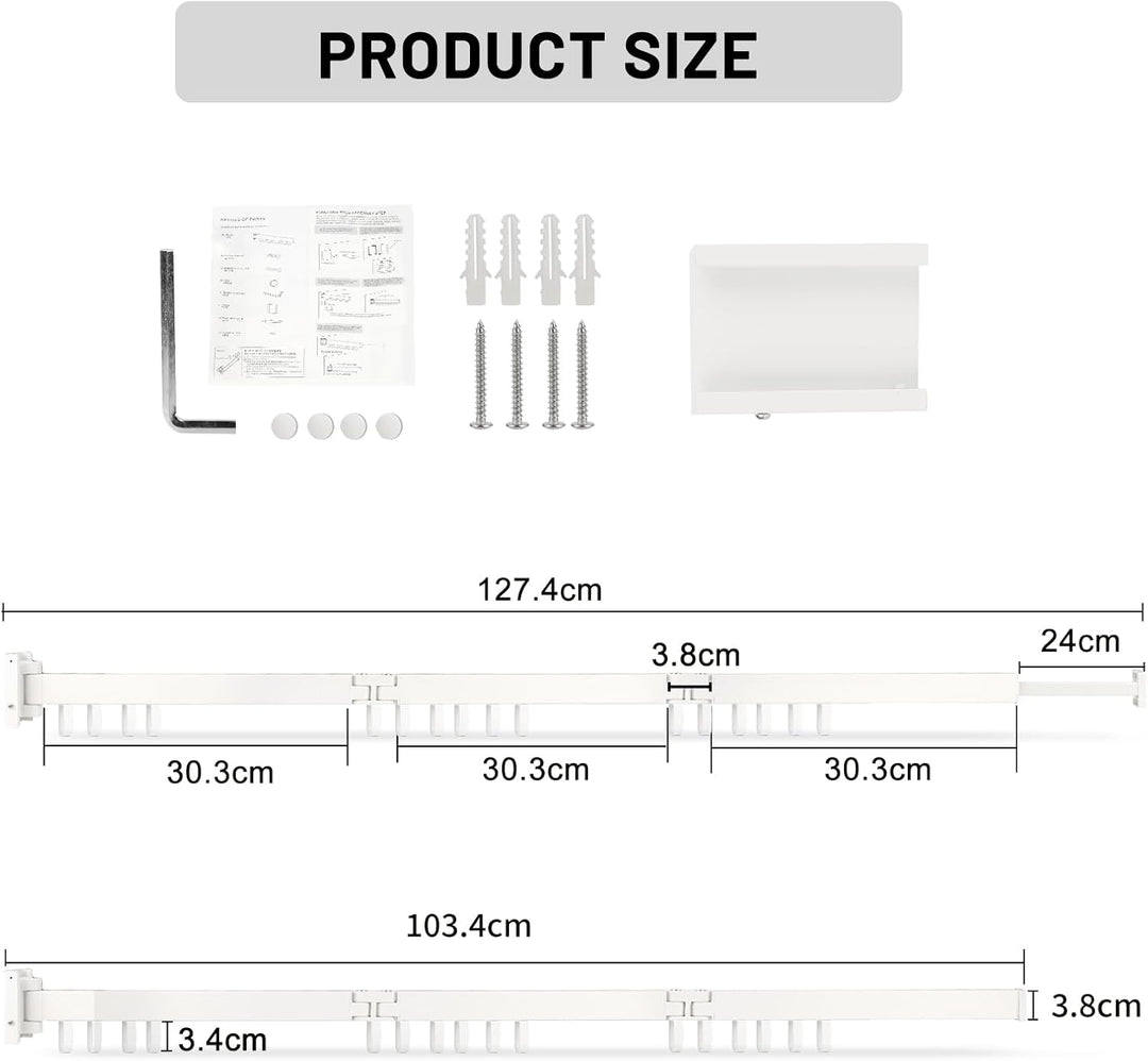 SWAWIS Wäscheständer Wandmontage Kleiderstange 120cm Ausziehbar Klappbar Wäscheständer Kleiderstange