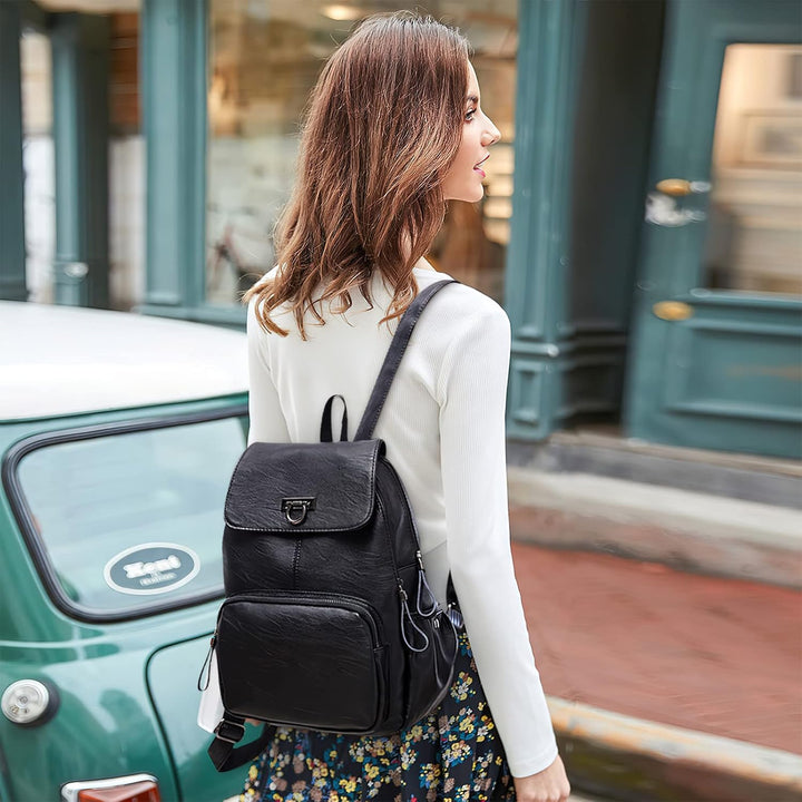 DIRRONA Rucksack Damen Elegant Rucksack im Klappdesign Casual Damen Schultertaschen PU Leder Wasserd