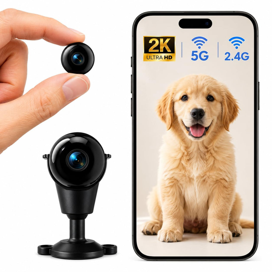 Mini Kamera 5G WLAN, Überwachungskamera mit Kostenlosem Cloud-Speicher, Offline-Aufnahme auf SD-Kart