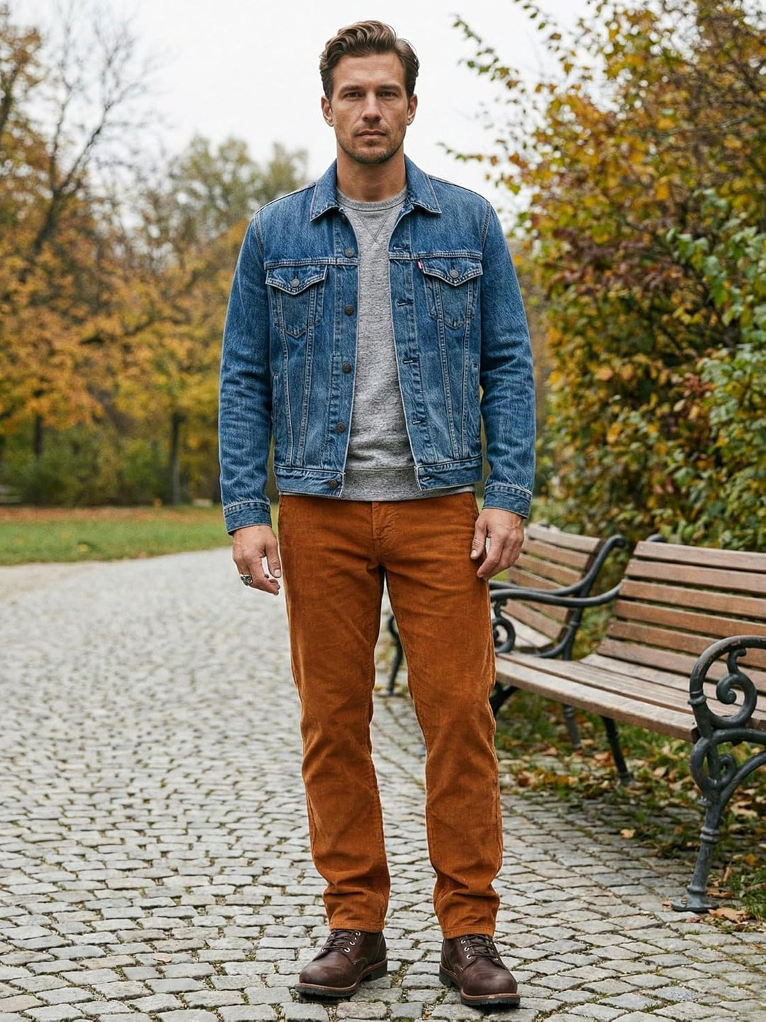 Rock Creek Herren Cord Hose Regular Fit Chino Hose RC-2156 33W / 30L Orange, 33W / 30L Orange