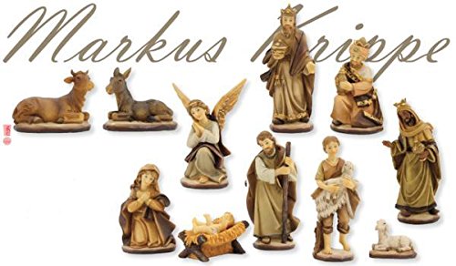 Unbekannt Krippenfiguren Markuskrippe 11-TLG. gebeizt geeignet für 7cm