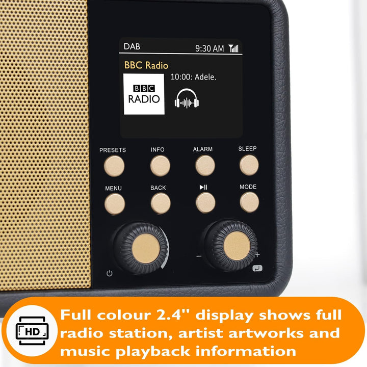 LEMEGA Class Finesse DAB+ Digitalradio mit Farbdisplay – Edler Bluetooth-Radiowecker mit 60 Senderpl