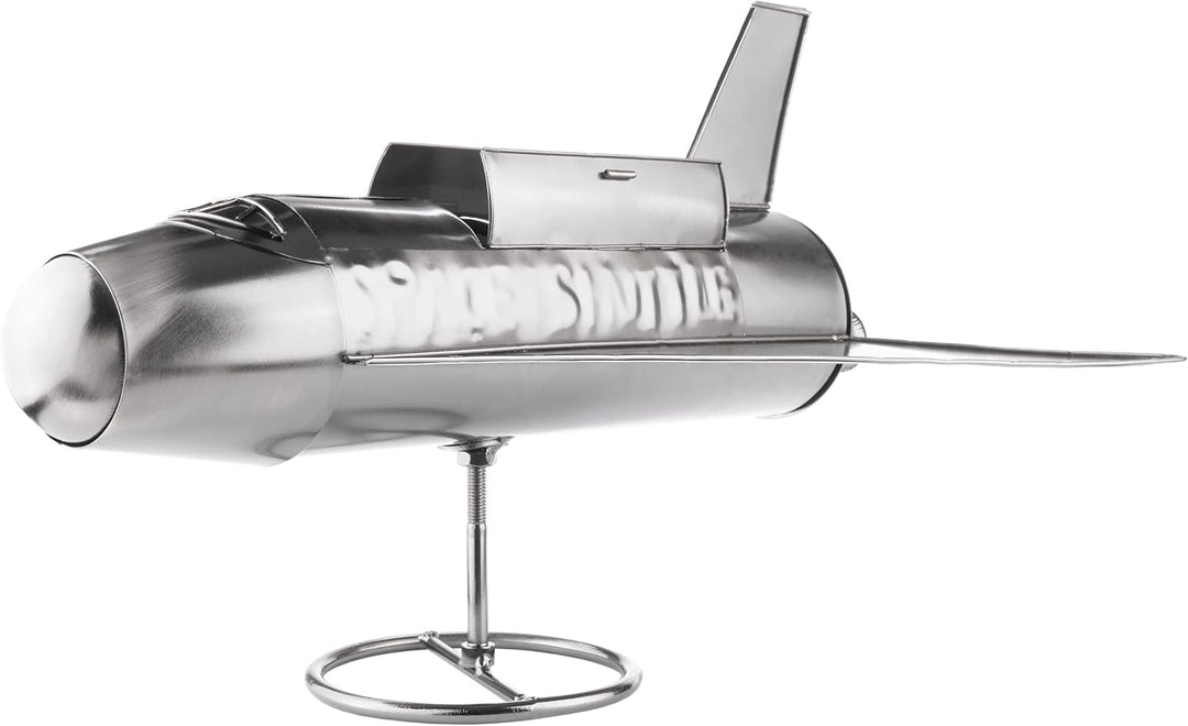 BRUBAKER Weinflaschenhalter Space Shuttle - Metall Skulptur Flaschenständer Rakete Raumfähre - Silbe