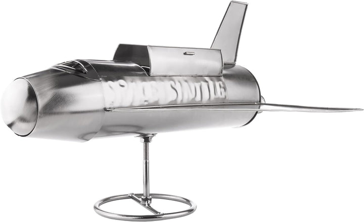 BRUBAKER Weinflaschenhalter Space Shuttle - Metall Skulptur Flaschenständer Rakete Raumfähre - Silbe