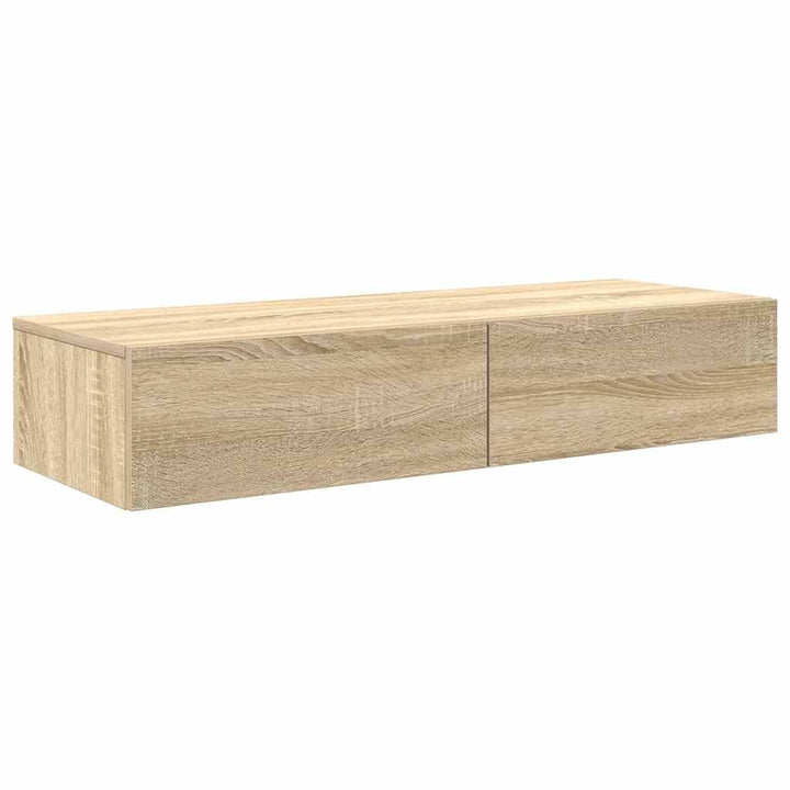 vidaXL Wandregal Mit Schubladen Sonoma-Eiche 100x36x19cm Holzwerkstoff, Wandschrank, Schweberegal, W