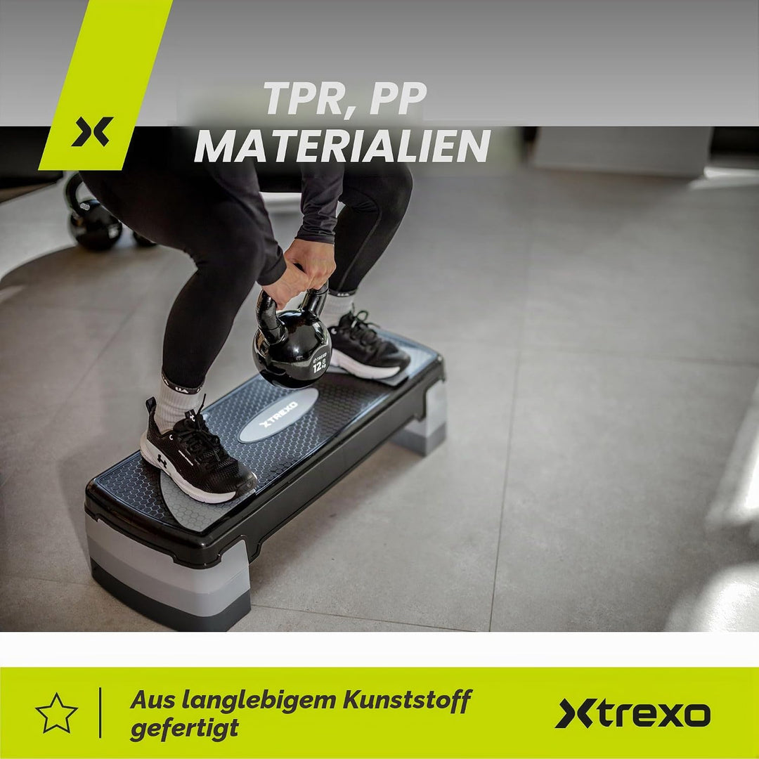 TREXO Aerobic Step 78 x 30 cm Für Cardio- und Fitnesstraining Höhenverstellbar 10-20 cm Langlebig au