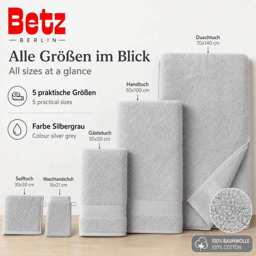 Betz 12 TLG. Handtuch Set Berlin 100% Baumwolle 2 Liegetücher 4 Handtücher 2 Gästetücher 2 Seiflappe