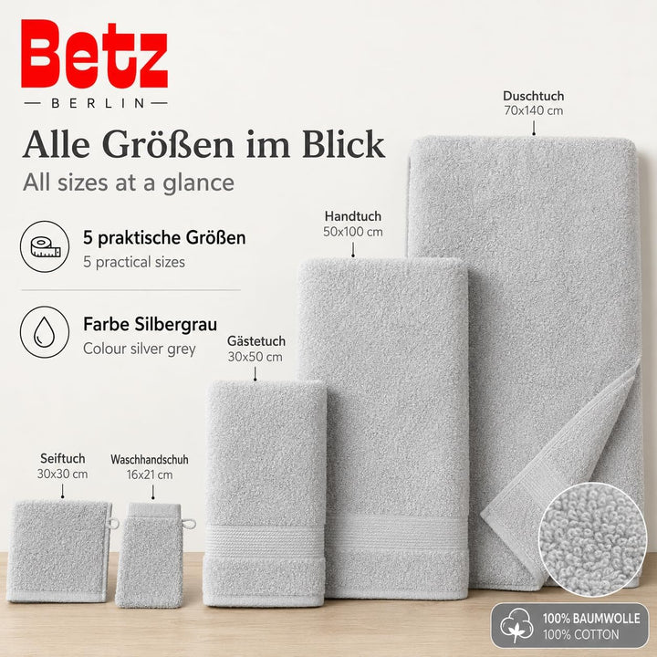 Betz 12 TLG. Handtuch Set Berlin 100% Baumwolle 2 Liegetücher 4 Handtücher 2 Gästetücher 2 Seiflappe