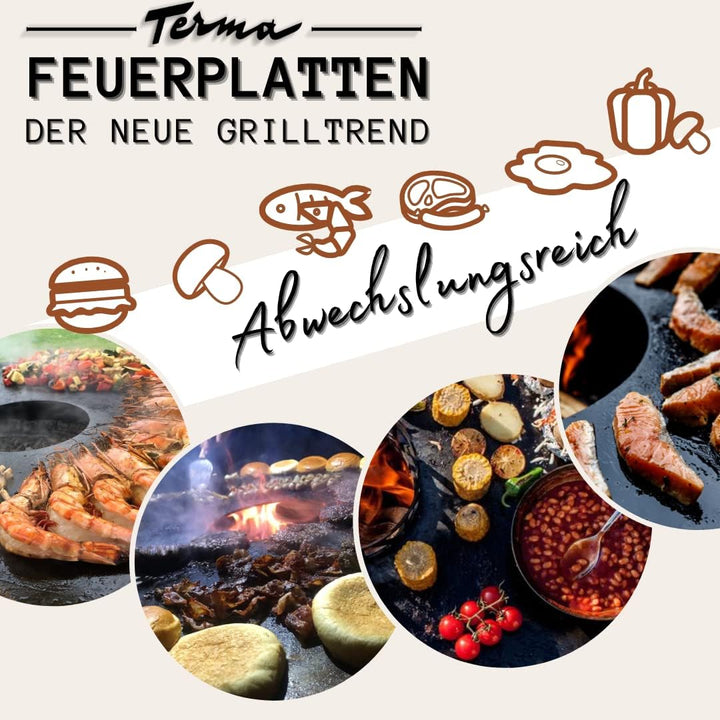 Terma Feuerplatte Durchm. 69 cm, Grillplatte, Plancha Stärke 6 mm, Grillring, Feuerring 69cm Feuerpl