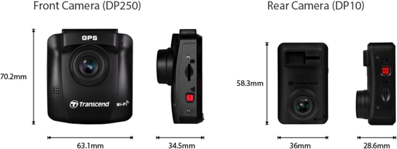 Transcend DrivePro 620 Dashcam Blickwinkel horizontal max.=140° Akku, Display, Dual-Kamera,