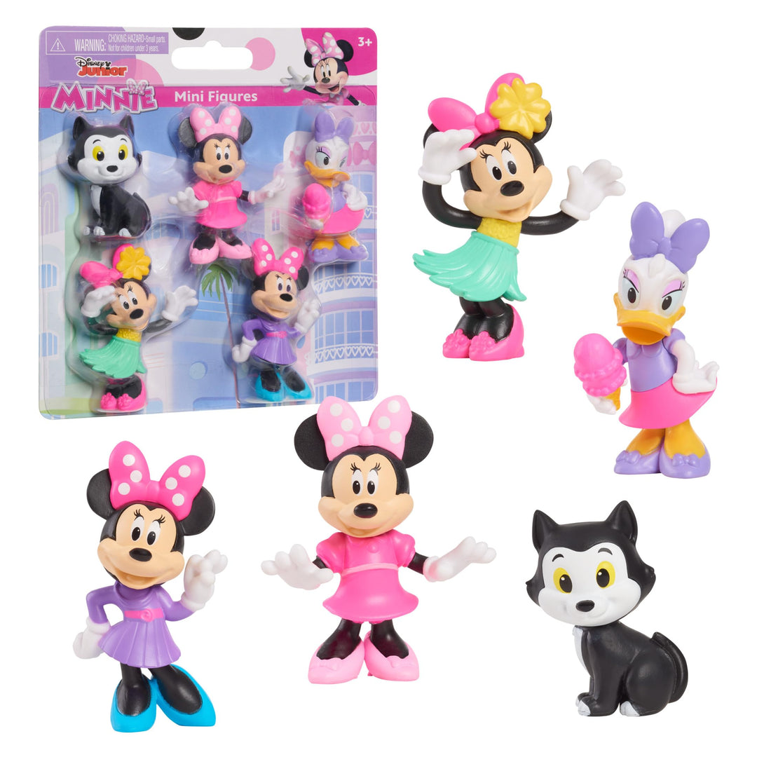 Just Play Disney Junior Minnie Mouse Minifiguren 5er-Pack, 4,3–6,9 cm grosse Sammelfiguren, Kindersp