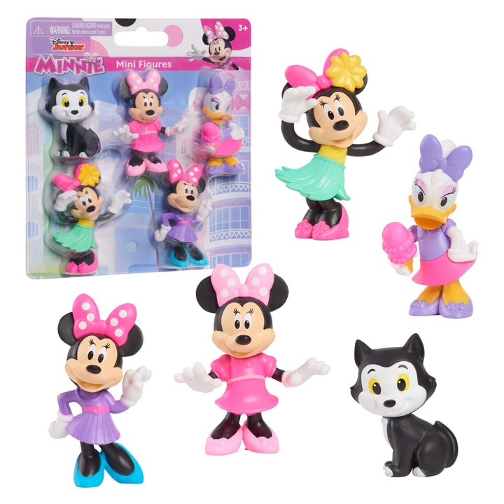 Just Play Disney Junior Minnie Mouse Minifiguren 5er-Pack, 4,3–6,9 cm grosse Sammelfiguren, Kindersp