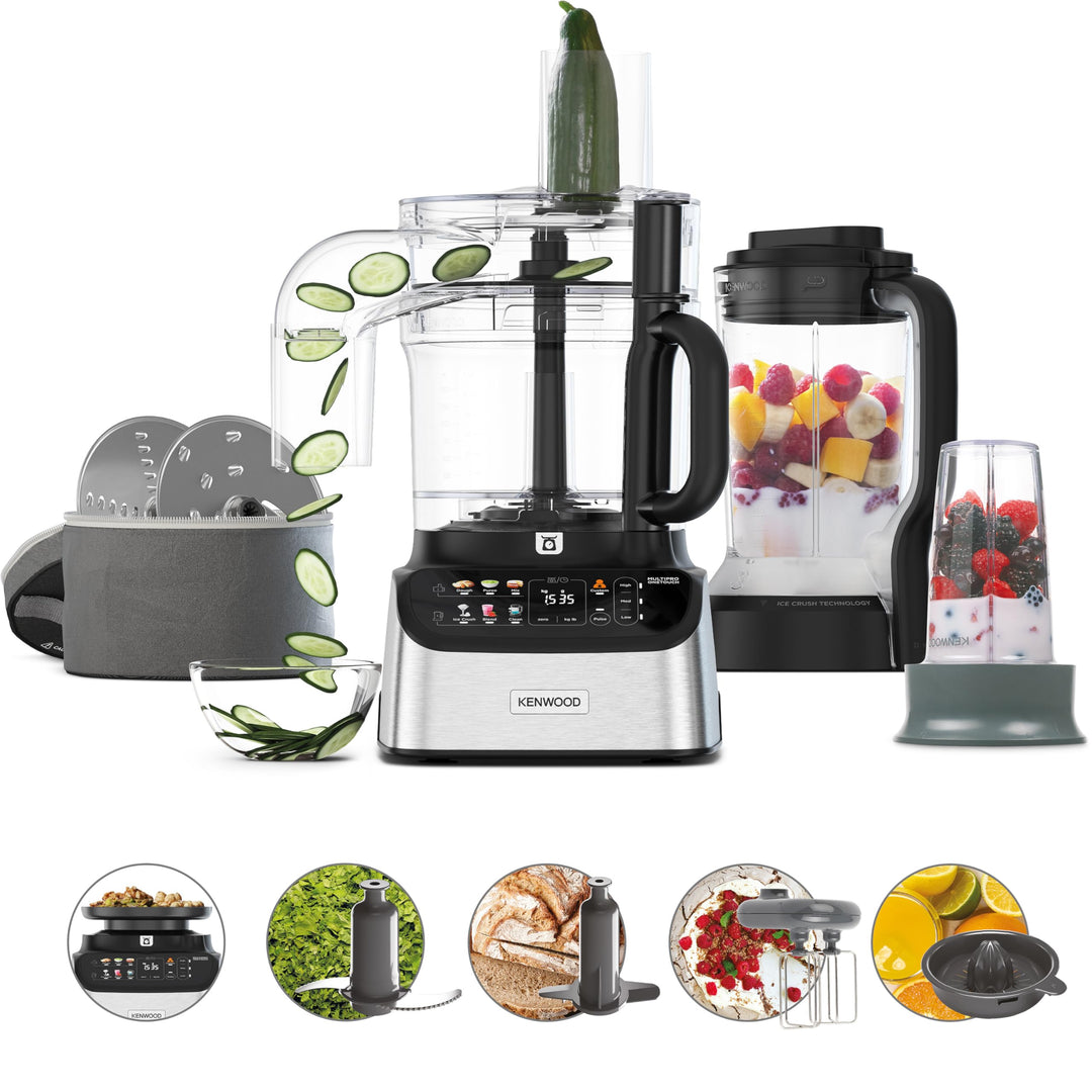 Kenwood MultiPro OneTouch FDM73.850SS – 3-in-1 Kompakt-Küchenmaschine & Mixer, 12 Zubehörteile, 6 Au