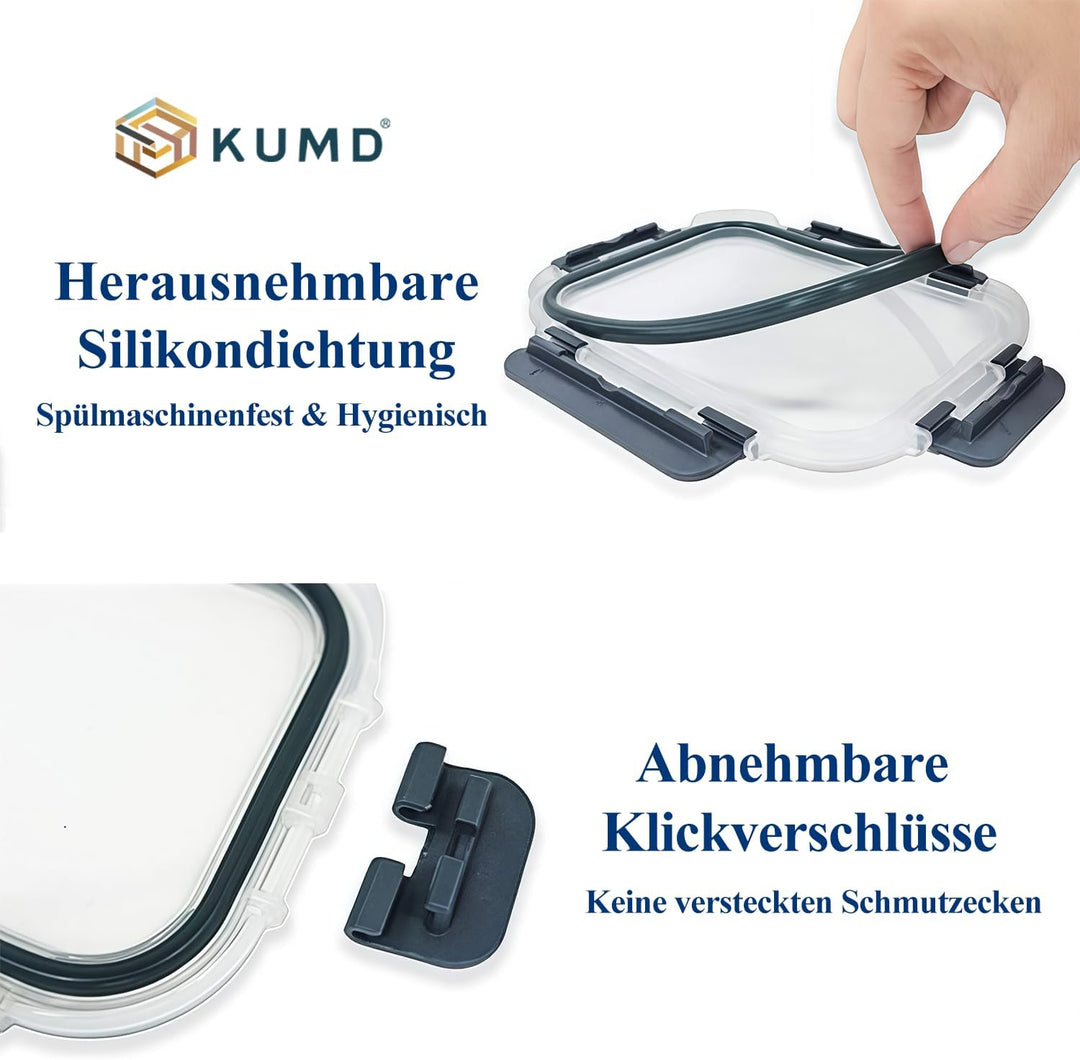20er Set (10-Pack) Glas Vorratsdosen - 5x 1040ml & 5x 370ml Borosilikatglas für Mikrowelle & Meal Pr