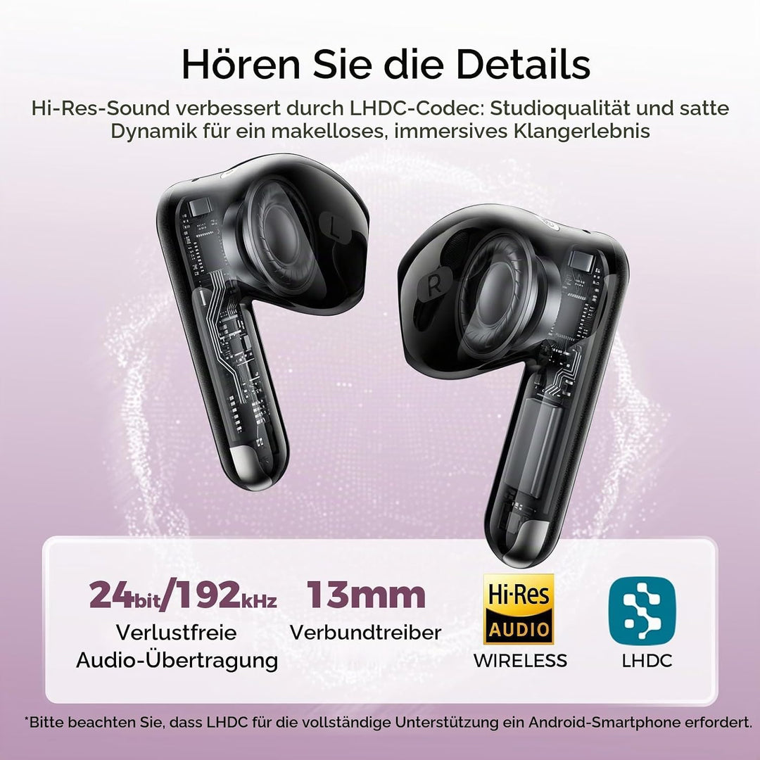 havit Adaptive Hybrid ANC Wireless Earbuds, Bluetooth 15,2 cm Ohr-Kopfhörer, IP54 3D Bass Stereo Wir