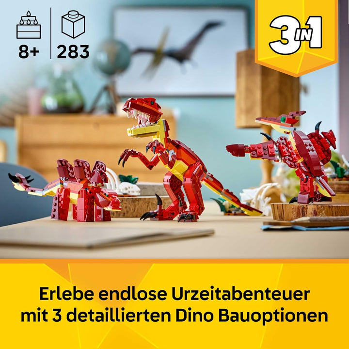 LEGO Creator 3-in-1-Set Wilder Dinosaurier - Dino Spielzeug für Kinder - Dinosaurier Modellbau Bause