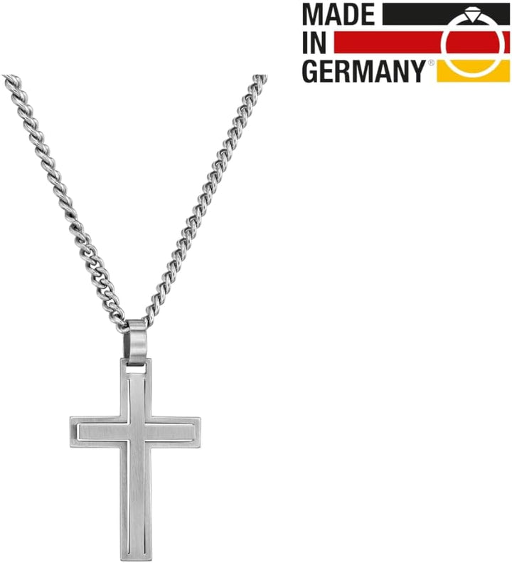 Traveller Kreuz Anhänger mit Kette - Herren - Edelstahl - Made in Germany - 2 cm - 50 cm 171005
