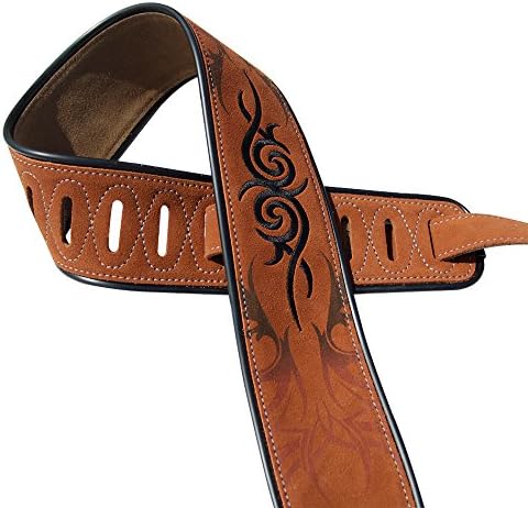 YUEKO Leathers Deluxe Gitarrengurt aus weichem italienischem Leder, superweiche Rückseite aus Wildle