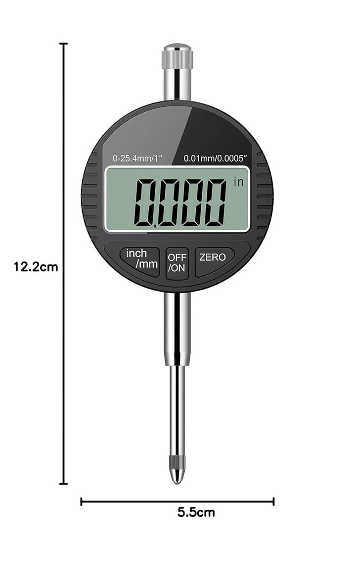 AUTOUTLET Digitale Messuhr 0.01/0.0005'', digitale Messuhr Messtaster 0-25.4mm/1'' Messbereich, mit