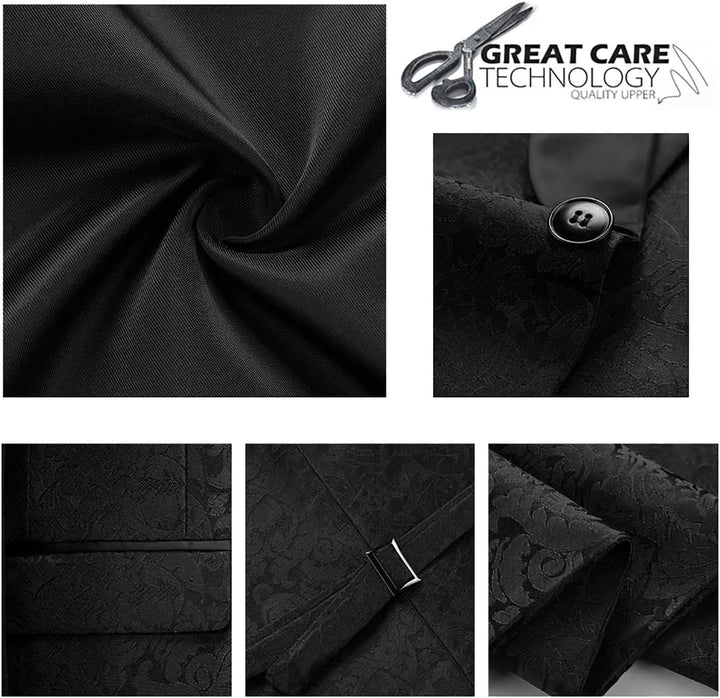Anzug Herren 3-Teillig mit Schalkragen Muster Hochzeit Formell Business Smoking Jacke Weste und Hose