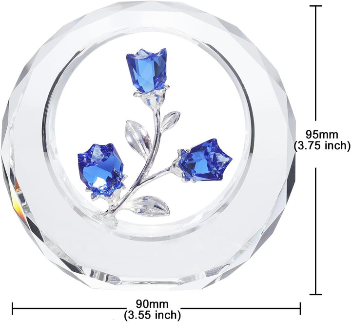 LONGWIN Kristall-Tulpen Blumenfiguren mit einem äusseren runden Ring, Glas-Frühlingsstrauss Sammelfi