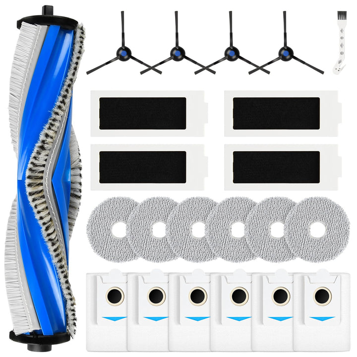 22 Zubehörteile für Ecovacs Deebot T30S / T30s Pro Roboter-Staubsauger, 1 Hauptbürste, 4 HEPA-Filter