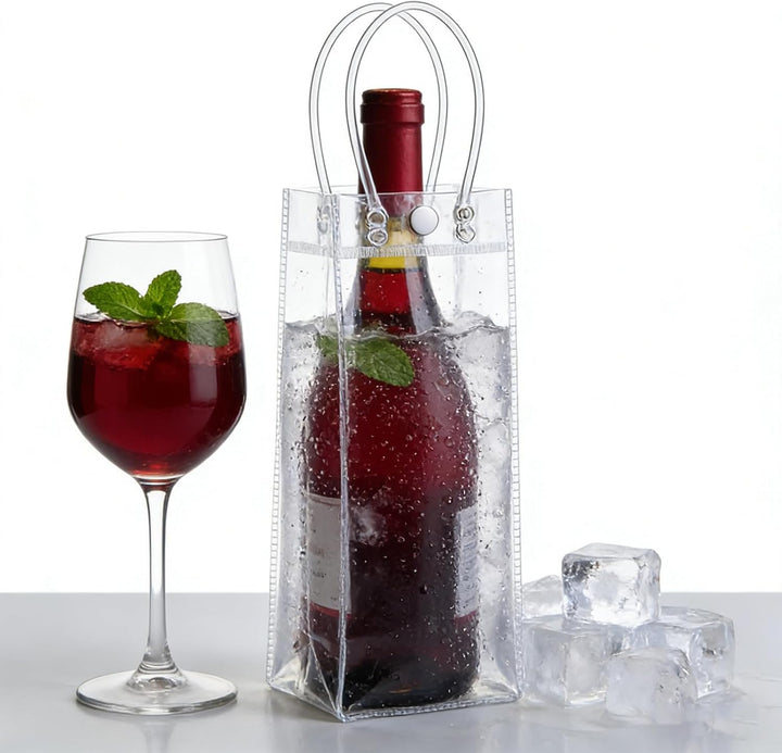 18 Stück Flaschenkühler Eistasche Kühltasche: 25 * 10 * 10cm PVC Eisbeutel Flaschenkühler, Transpare
