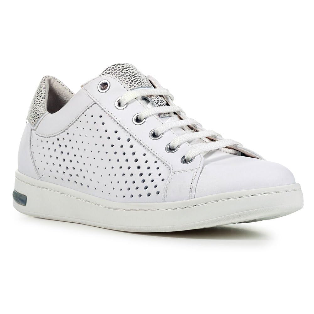 Geox Mädchen D Jaysen B Sneaker 36 EU White Lt Silver, 36 EU White Lt Silver