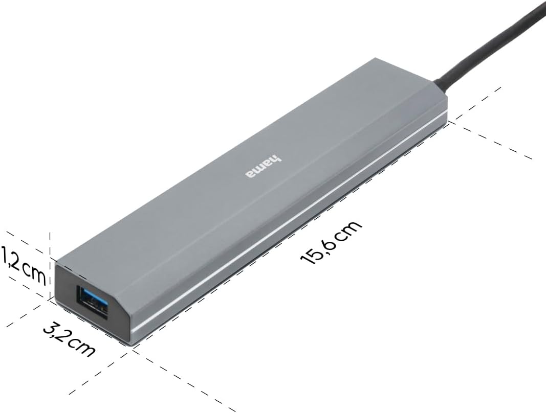 Hama USB-Hub 7 Ports (USB-A und USB-C-Anschluss, mit Netzteil, 7x USB-A für Maus, Tastatur, externe