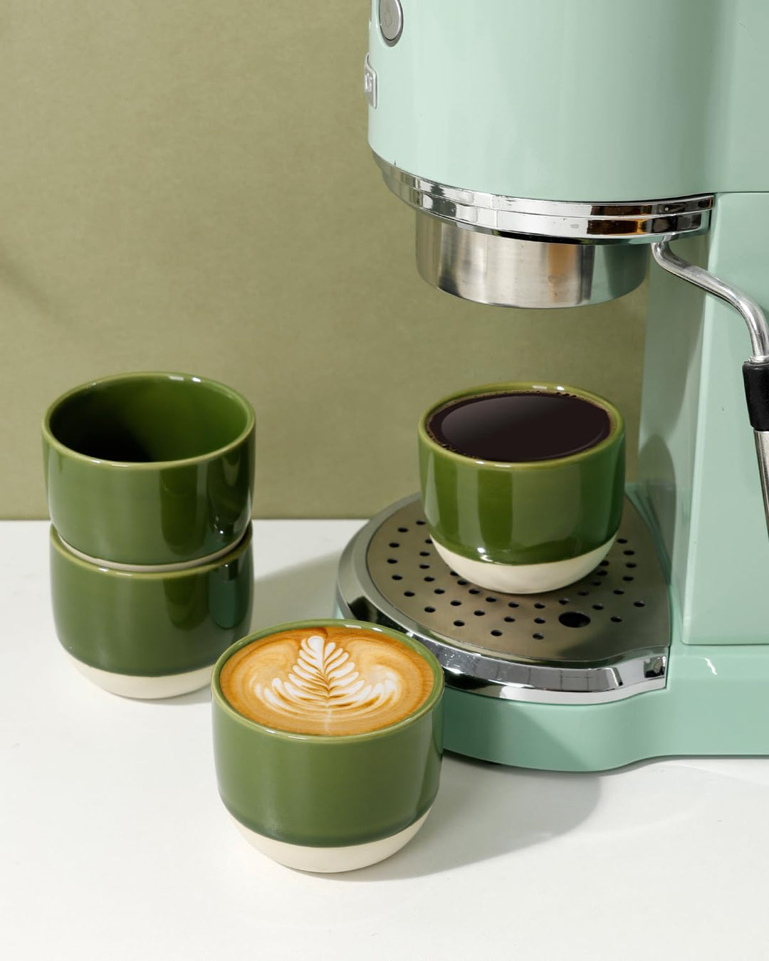 NOVAJOY | Espressotassen Set | 4-teilig | 150 ml | Mini-Espressotasse - Handgefertigt dickwandigem |