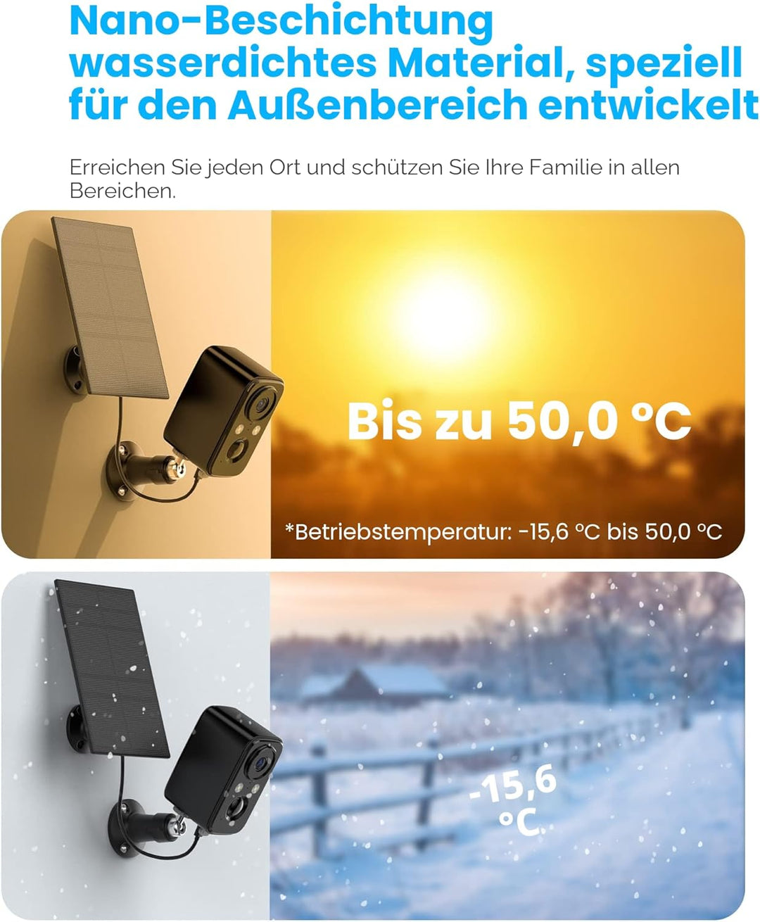 FOAOOD Überwachungskamera Aussen Akku Solar, Kamera Überwachung Aussen mit Farbige Nachtsicht, PIR-P
