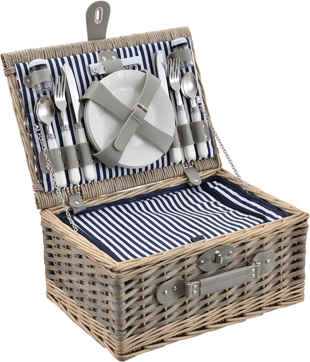 casa.pro Picknickkorb für 4 Personen Picknick-Set mit Kühltasche inkl. Geschirr Besteck Korkenzieher