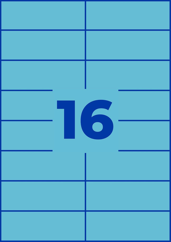 AVERY Zweckform 3453 Blaue Etiketten (1.600 Aufkleber, 105x37mm auf A4, permanent haftend, selbstkle