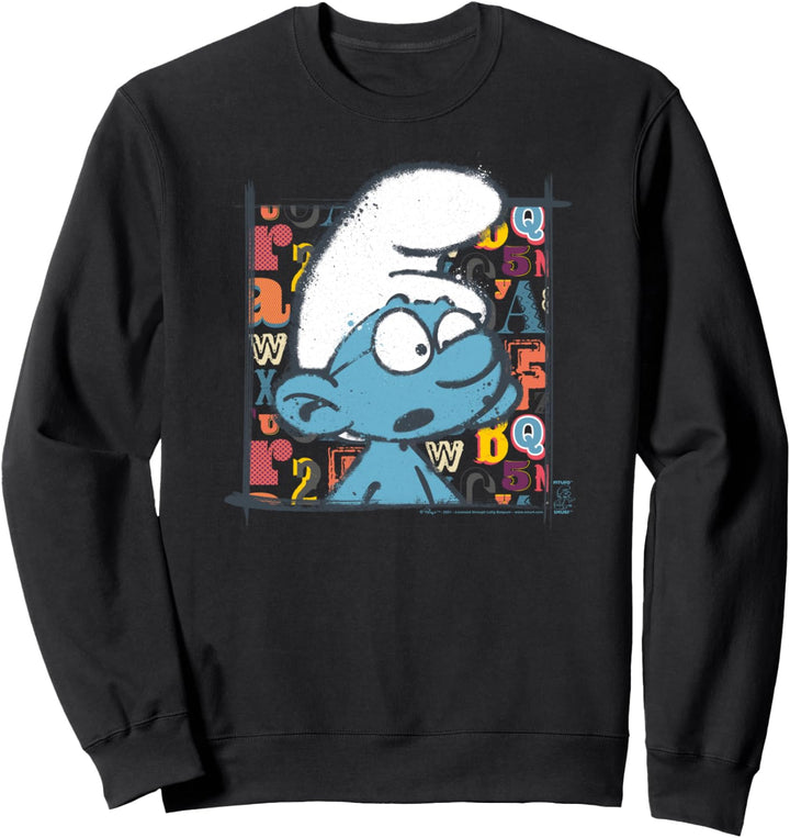 The Smurfs Schlumpfe Brainy Alphabet Background Sweatshirt