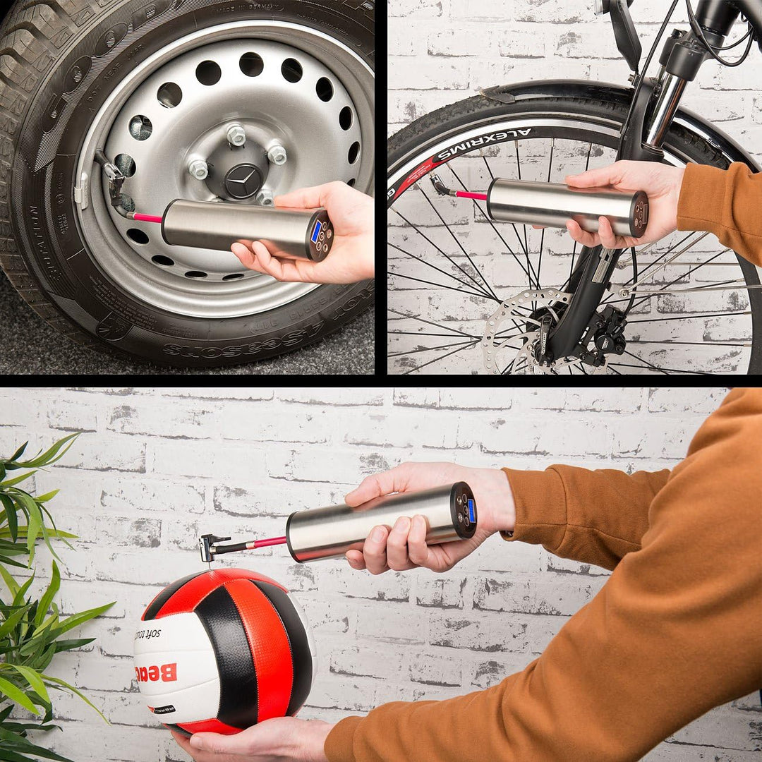 AGT Professional Fahrradpumpe Kompressor: Akku-Kompressor-Luftpumpe für Reifen, Bälle u.v.m., LCD, b