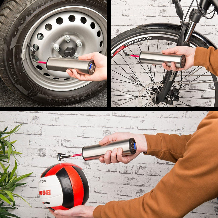 AGT Professional Fahrradpumpe Kompressor: Akku-Kompressor-Luftpumpe für Reifen, Bälle u.v.m., LCD, b