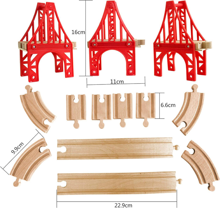 OrgMemory Eisenbahn Set, 3 Stück Hängebrücke, Holzeisenbahn Eisenbahnbrücke Kompatibel mit Anderer M