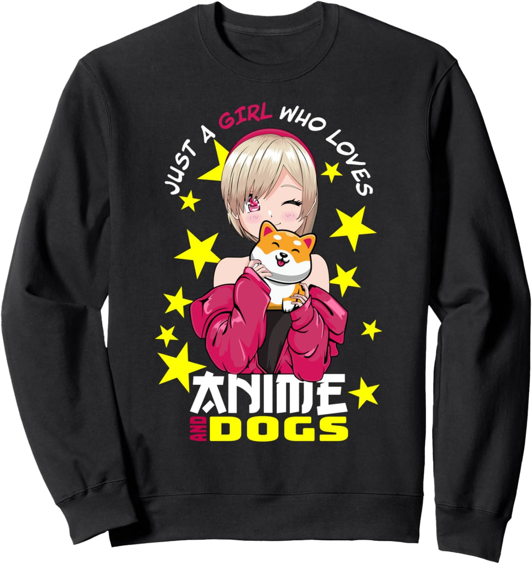Cute Just A Girl Who Loves Anime And Dogs Kawaii Manga Otaku Sweatshirt