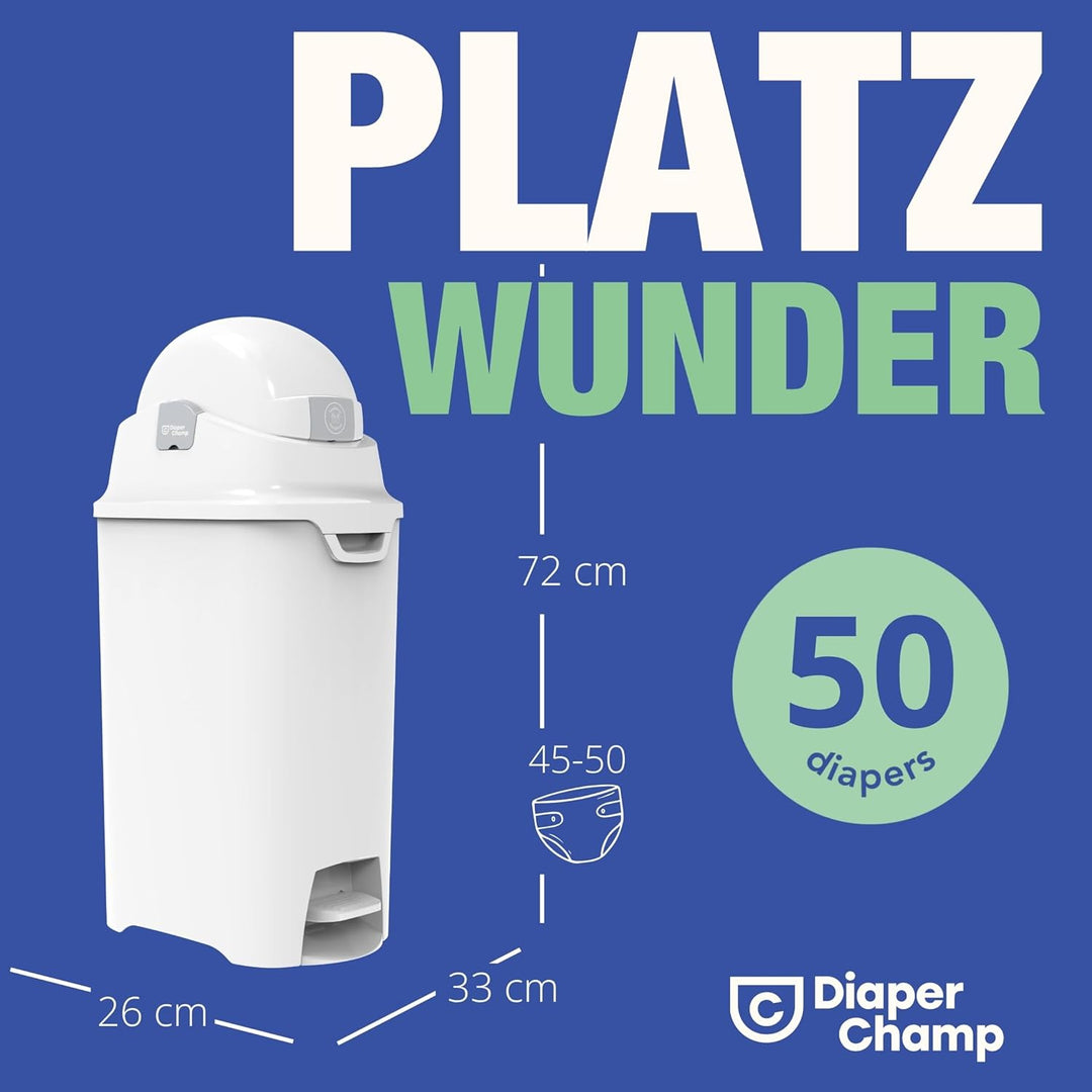 DIAPER CHAMP ONE Medium Handsfree mit Pedal - Windeleimer - geruchsdicht - berührungslose Bedienung