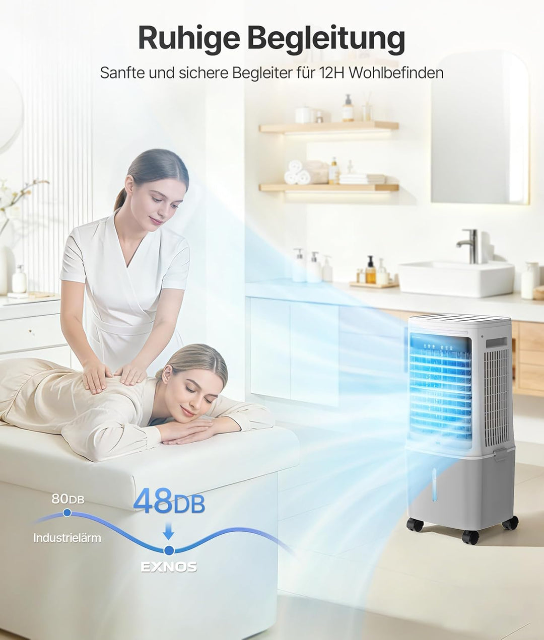 Mobiler Luftkühler mit Wasserkühlung - Verwendungsventilator mit 25 L Wassertank, Klimanlage ohne Ab