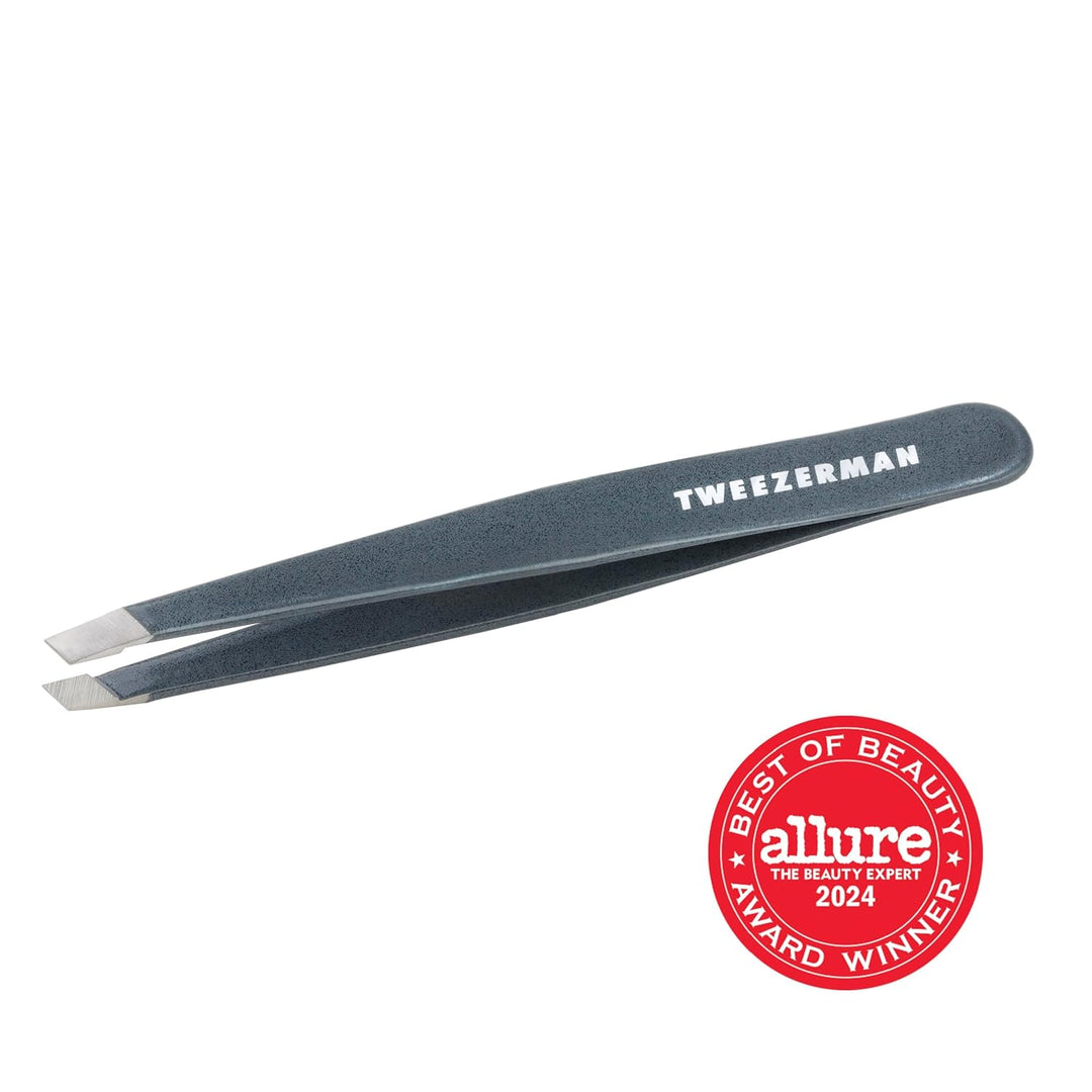 TWEEZERMAN Pinzette (Handgeschliffene Schräge Spitzen, Augenbrauen zupfen, Profi-Qualität, Rostfreie
