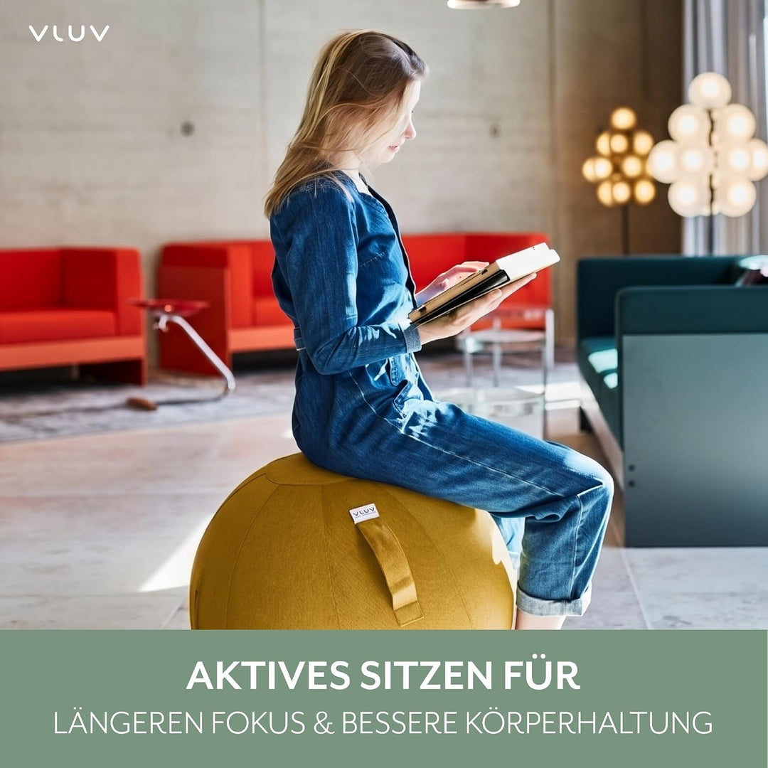 VLUV LEIV Stoff-Sitzball 60cm - 65cm Mustard, 60cm - 65cm Mustard