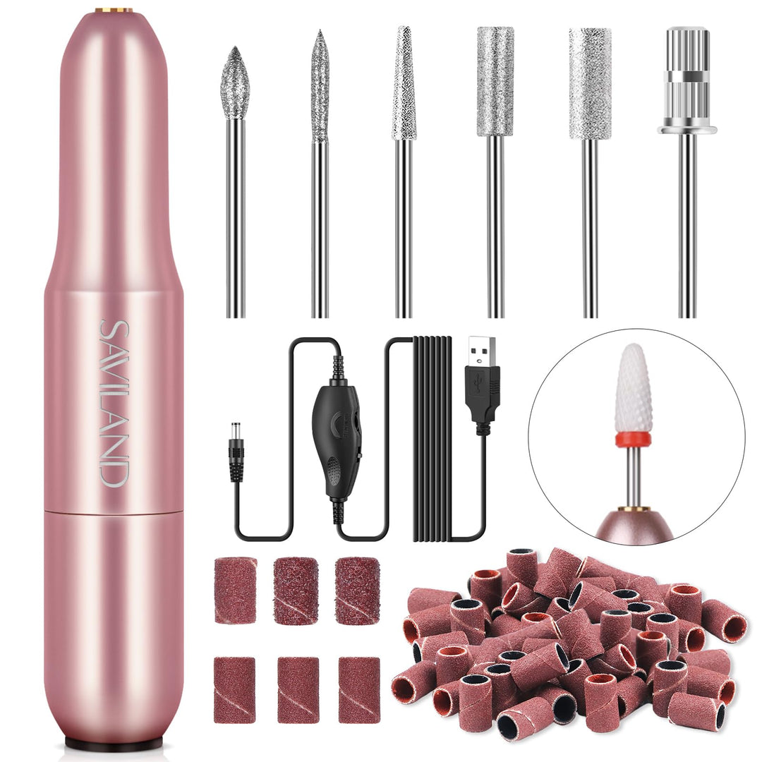 Saviland Kabellos Elektrische Nagelfräser, 7 in 1 Professionell Elektrisch Nagelfeile, 20000 u/Min V