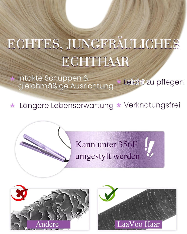 LaaVoo Microring Extensions Echthaar Blond 1g/s 50s Extensions Micro Loop Remy Menschliches Haar Gla