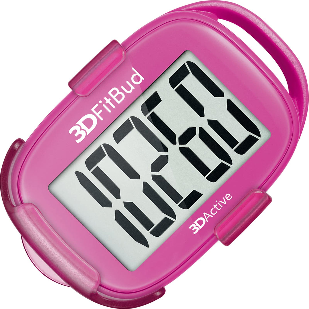 3DFitBud Einfacher Schrittzähler Walking 3D Schrittzähler mit Clip und Umhängeband, A420S Pink, Pink