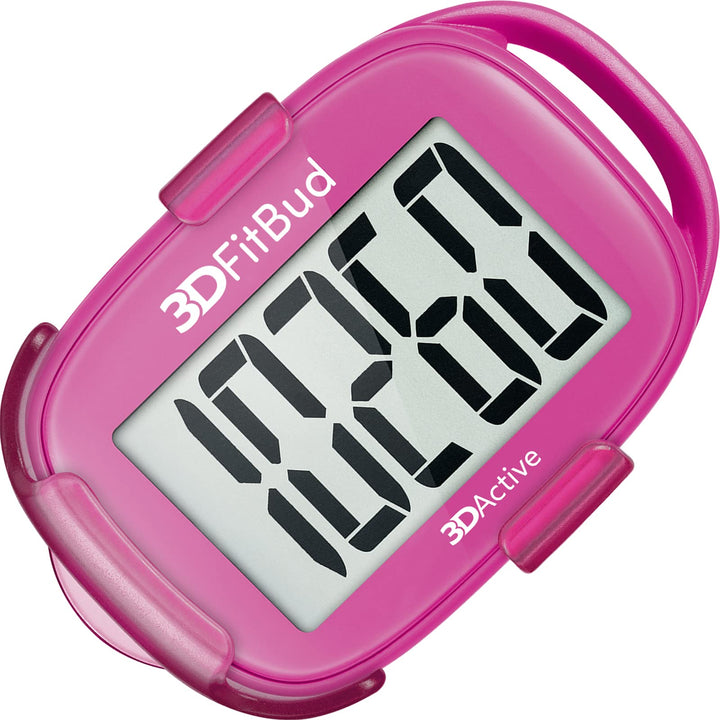 3DFitBud Einfacher Schrittzähler Walking 3D Schrittzähler mit Clip und Umhängeband, A420S Pink, Pink